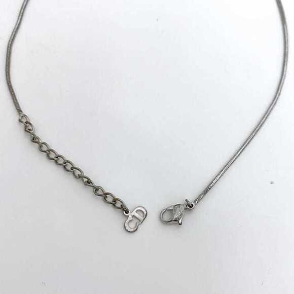 Christian Dior Necklace ec-21018 Silver Pink Trotter Bar Metal Plate Women's ...